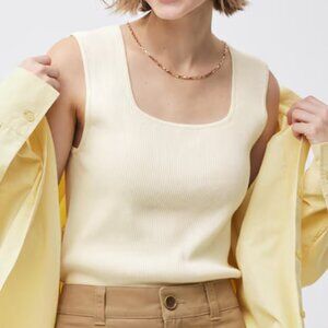 GU (Japan) / Uniqlo Brand Ribbed knit square neck tank top - Natural / Off White